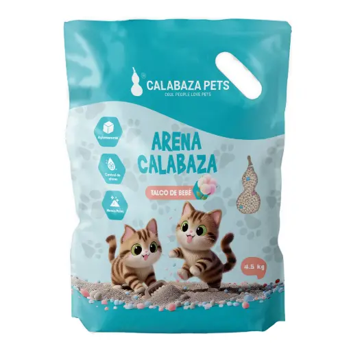 Arena calabaza 100% bentonita talco de bebé